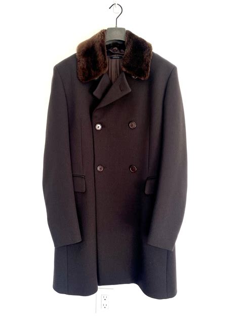 prada coat fur collar douple brasted|Prada double.